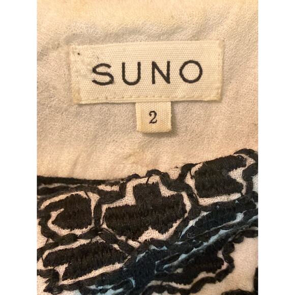 Suno Embroidered Top Cotton Black & White Damask Floral Print ~ Sz M /2 ~ Lovely - Picture 4 of 7